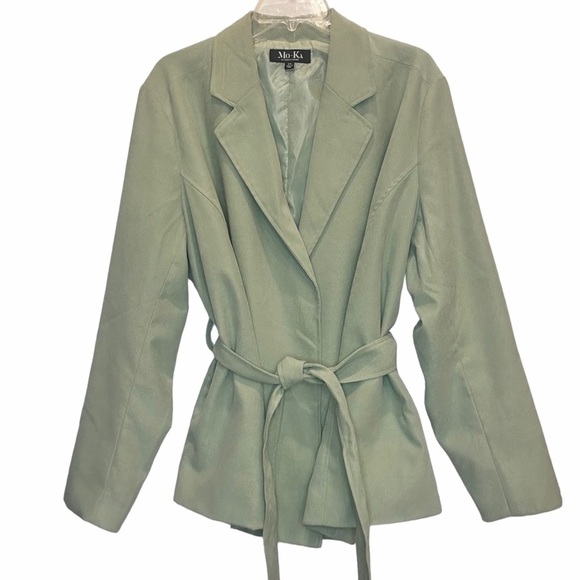 Mo-Ka Santa Fe Apparel Plus Size Sage Green Belted Walking Coat/Blazer Size 2X - Picture 1 of 6